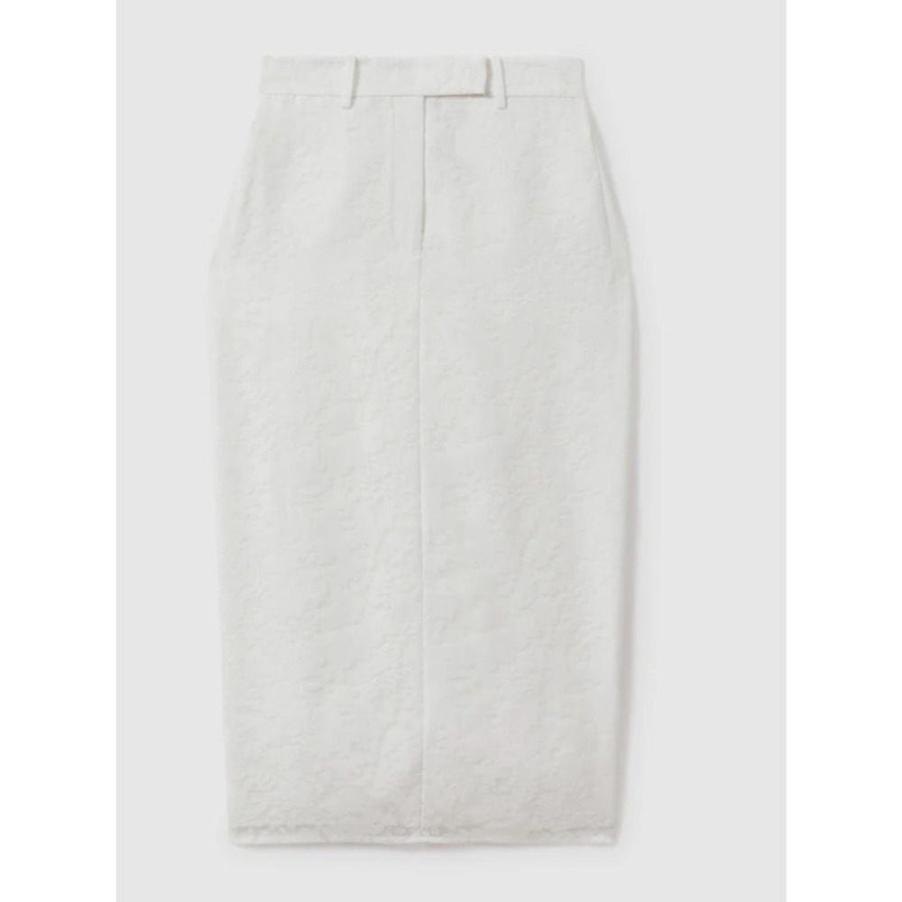 REISS Denva Burnout Skirt in Ivory - Picture 5 of 13